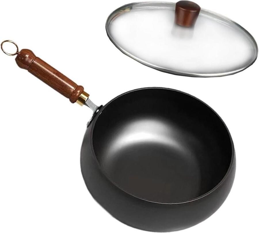 Gietijzeren Koekenpan Wok Pan Gezond Koken Handgesmeed Vakmanschap 24 cm Zwart