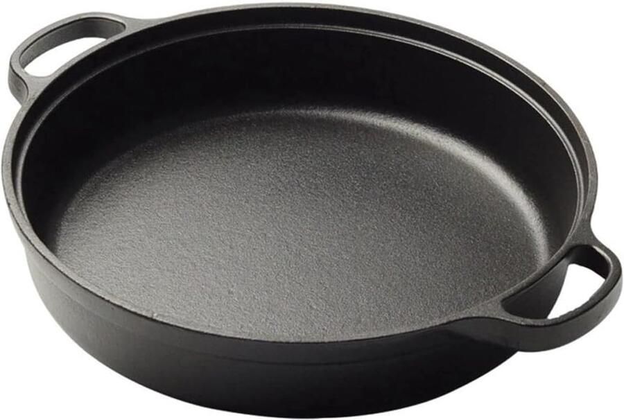Gietijzeren Koekenpan Wok Pan Koken en Bakken Comfortabele Handgreep Universeel Zwart