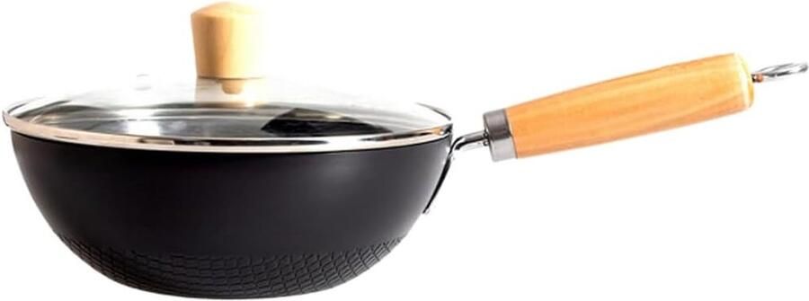 Gietijzeren Koekenpan Wok Pan Koken voor één Natuurlijk Onbehandeld 20 cm Zwart