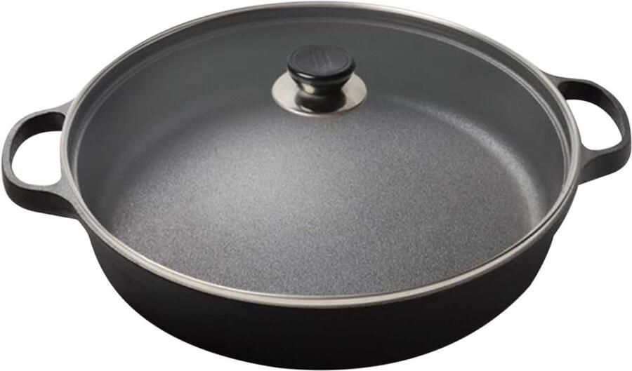 Gietijzeren pan Koekenpan Veelzijdig koken Antiaanbaklaag 25 cm Zwart