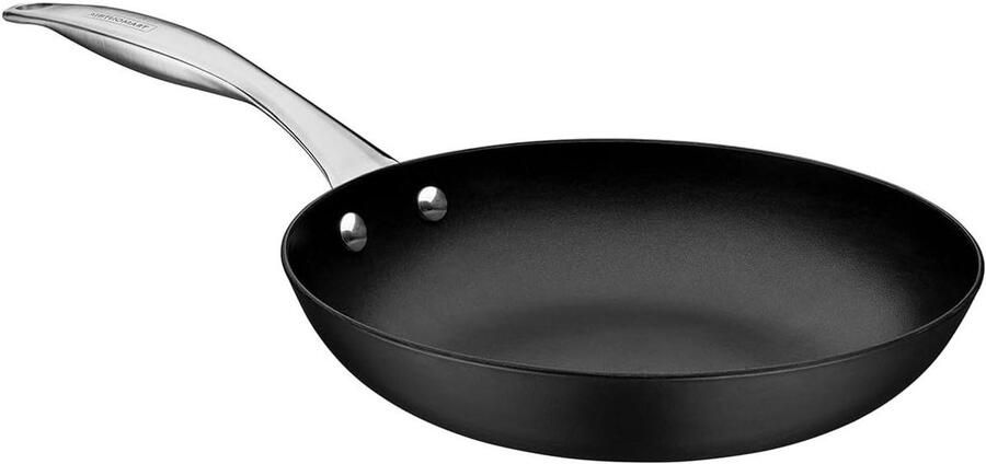 Gietijzeren Koekenpan Zwarte Emaille Pan Gelijkmatig Koken Ovenbestendig tot 260°C 30 cm Diameter Zwart