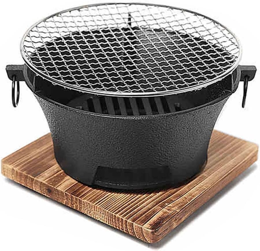 Gietijzeren Kolenstoof Draagbare Grill Buiten Koken Eendelig Gieten 28 cm Zwart