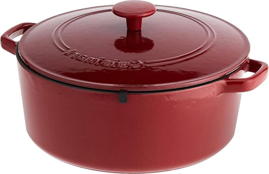 Gietijzeren Kookpan Sauspan Braadpan Langzaam Koken Gelijkmatige Warmteverdeling 7 Kwarts Rood