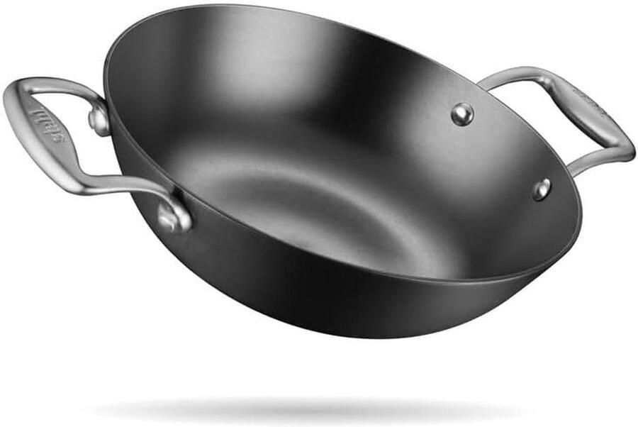 Gietijzeren Kookpan Smidse Kadhai Inductie Koken Lichtgewicht Gietijzer 14 Liter 20cm Zwart