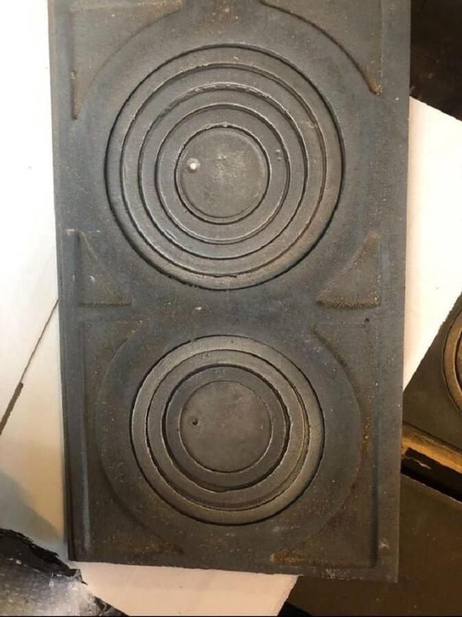 Gietijzeren Kookplaat Ovenplaat Koken in Oven 2 Kookringen 60 x 30 cm Grijs