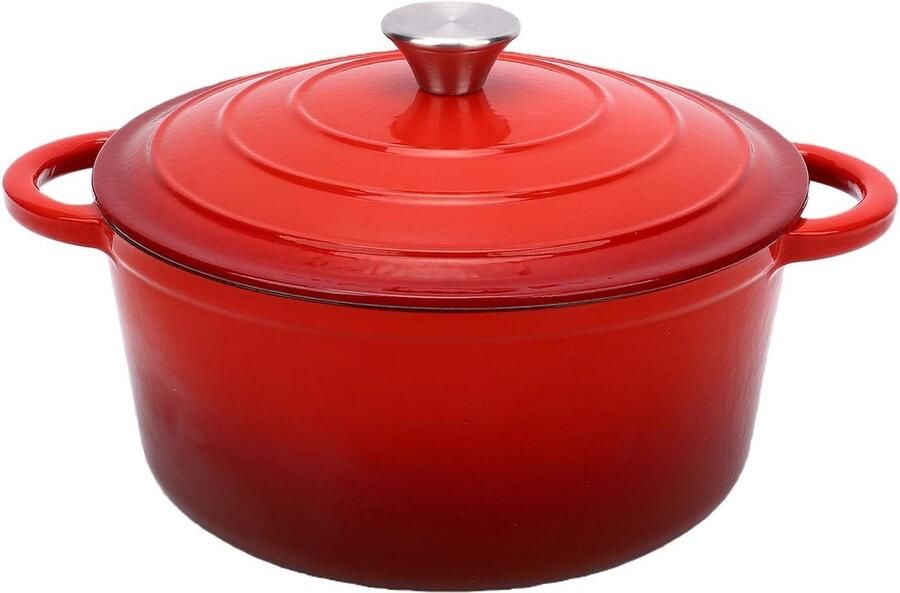 Gietijzeren Kookpot Braadpan Stoofpan Langzaam Koken Geëmailleerde Gietijzeren Kern 26 cm Rood