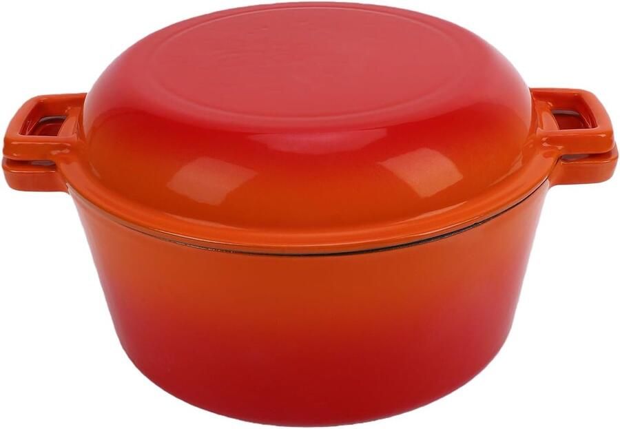 Gietijzeren Kookpot Stoofpan Emaille Dagelijks Koken Gelijkmatige Warmteverdeling 33 x 33 x 26.5 cm Oranje
