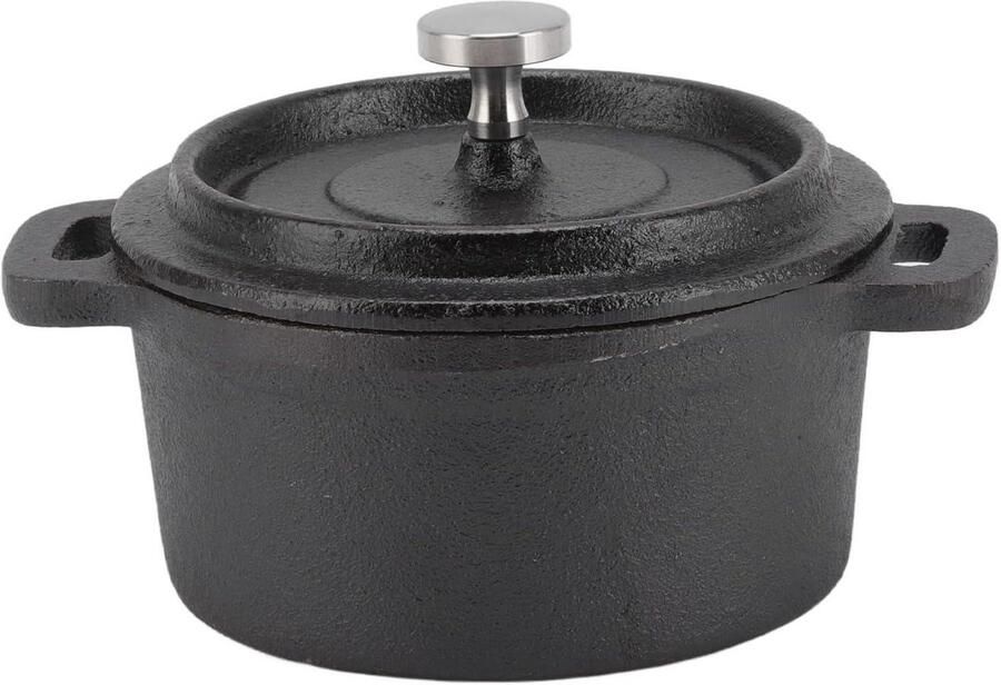 Gietijzeren Kookpot Traditionele Braadpan Langzaam Koken Betrouwbare Warmteverdeling Diameter 20 CM Zwart