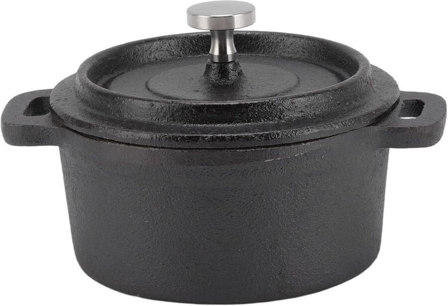 Gietijzeren Kookpot Traditionele Braadpan Langzaam Koken Betrouwbare Warmteverdeling Diameter 20 CM Zwart