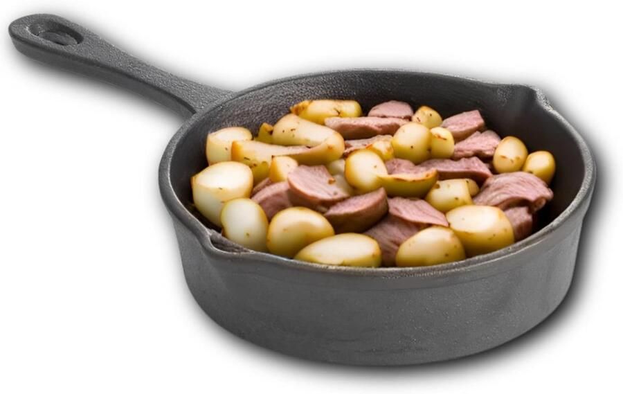 Mini Koekenpan Gietijzeren Pan Koken en Bakken Antiaanbaklaag 3118 g Zwart - Foto 2