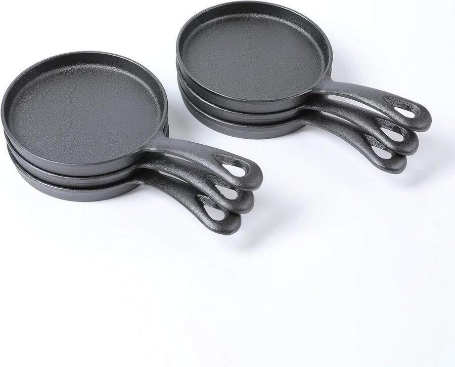 Gietijzeren Mini Ronde Griddle Set Vooraf Ingebrand 6 Stuks 13 cm Ideale Crêpe Pan voor Fornois Oven en Barbecue
