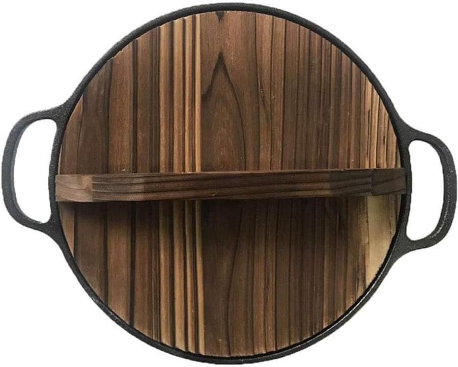 Gietijzeren mini-wok Koekenpan Veelzijdig koken Antiaanbaklaag 22 cm Zwart