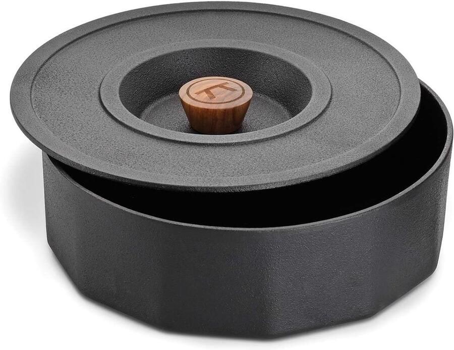 Gietijzeren Multifunctionele Pot Tortilla Pannenkoekenwarmer Koken en Serveren Veelzijdige 2-in-1 Functie 3 Quart Zwart