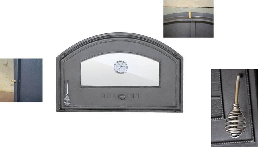 Gietijzeren Oven Deur met Thermometer 700x460 voor Houtoven en Pizzaoven