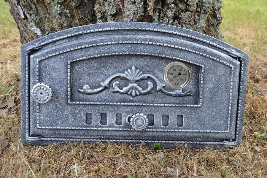 Gietijzeren Oven Deur met Thermometer voor Pizzaoven of Broodoven Hittebestendig tot 500°C