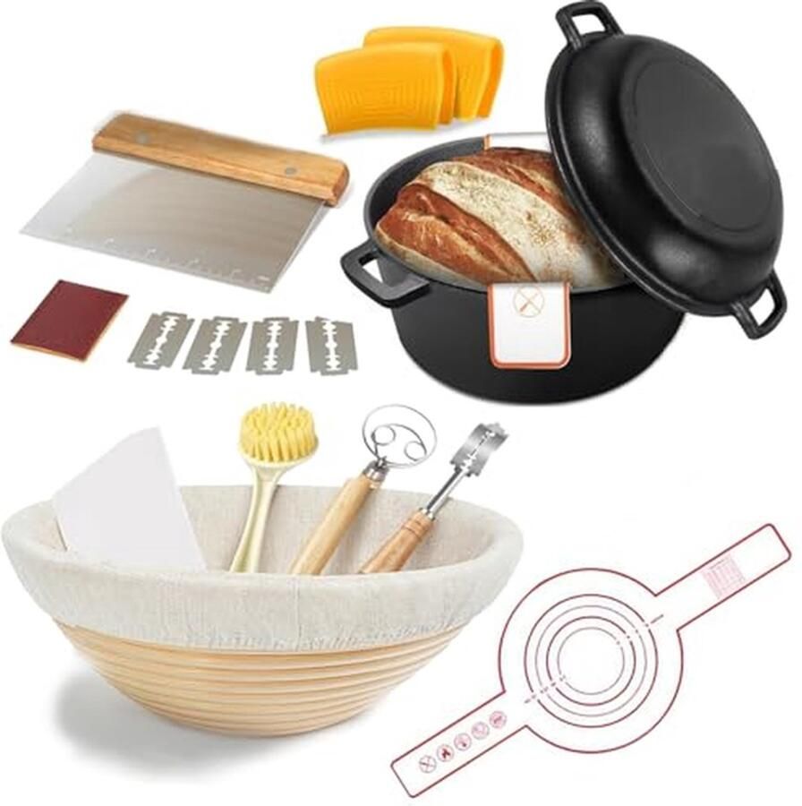 Gietijzeren Oven Hollandse Pan Brood Bakken Compleet met accessoires 5 Quarts Zwart