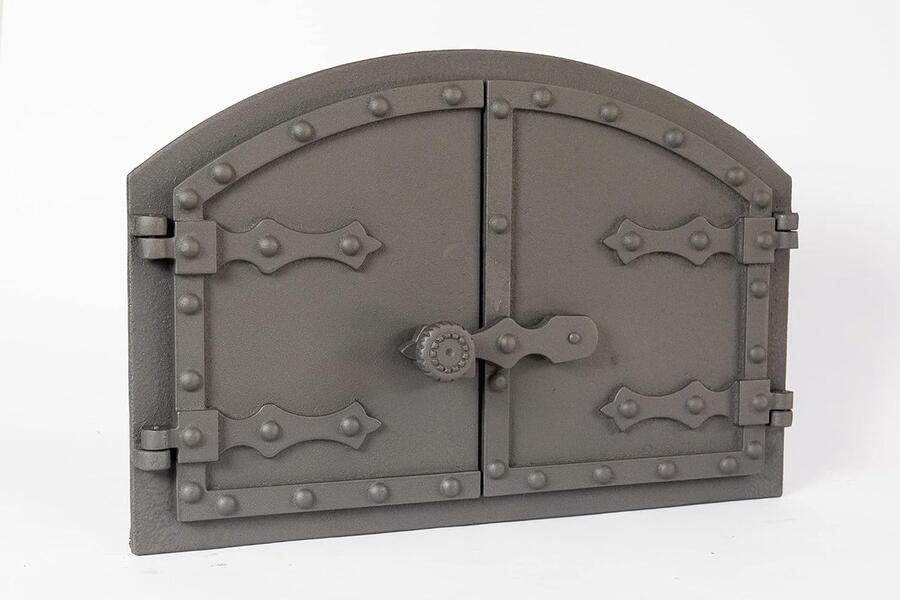 Gietijzeren Ovendeur voor Houtgestookte Pizzaoven Dubbele Deur met Deurslot Temperatuur Controle met Hittebestendig Glas 53 5 x 36 cm