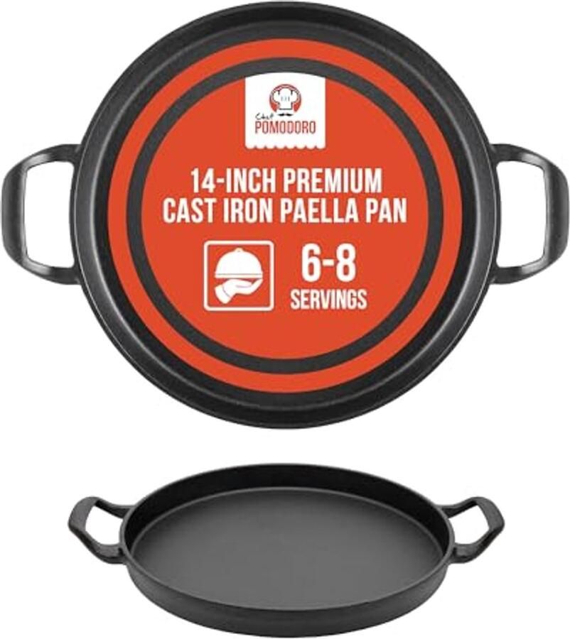 Gietijzeren Paellapan 36 cm Authentieke Spaanse Kookervaring met Diepe Handgrepen