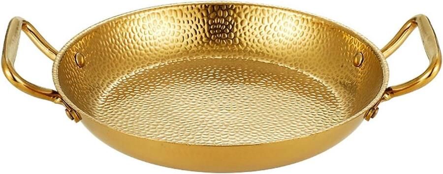 Gietijzeren Spaanse Pan Paella Koekenpan Thuis Koken Dubbele Oren Handgrepen 24 Cm Goud