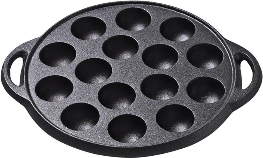 Gietijzeren Pan 15 Gaten Pan Zelf Snacks Maken Natuurlijke Anti-aanbaklaag 26 x 26 cm Zwart