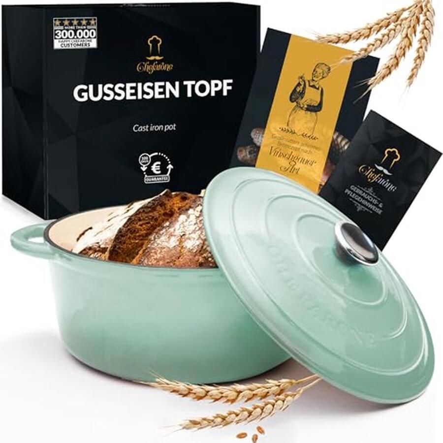 Gietijzeren Pan 26 cm Emaillierter Stoofpan Met Deksel Inductie Geschikt Kook- Bak- en Stoofpan