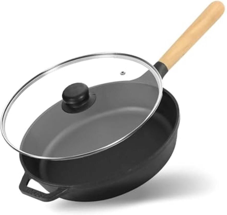 Gietijzeren Pan Ø28 cm met Glazen Deksel