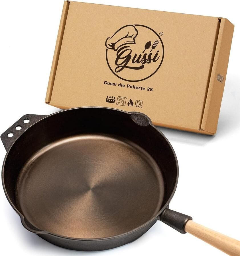 Gietijzeren Pan 28 cm met Hoge Rand Geschikt voor Inductie Gas Oven & Grill