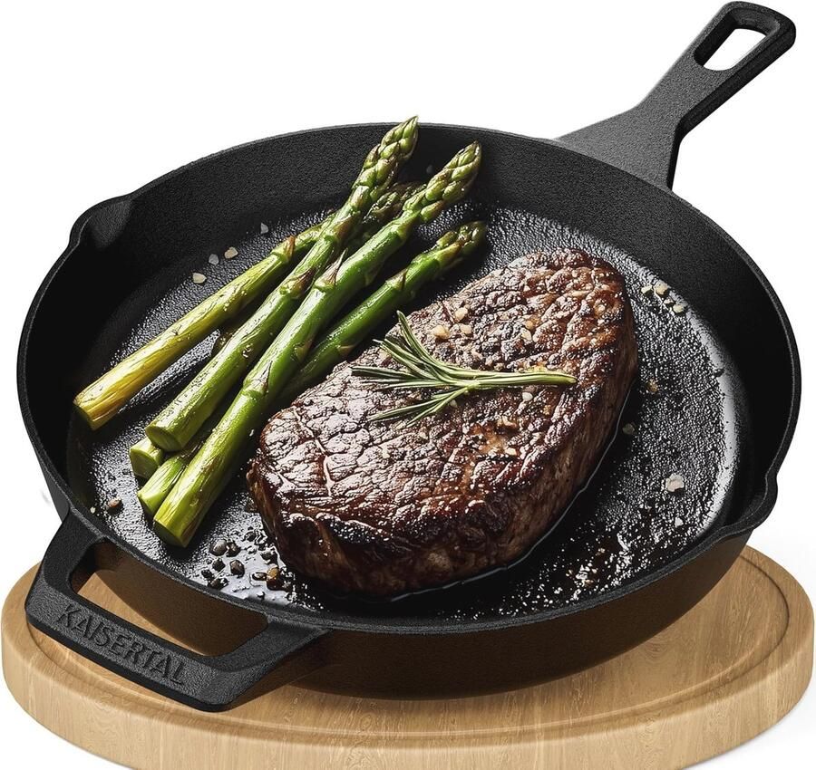 Gietijzeren Pan 30 cm Ideaal voor Inductie Gasgrill en Grill Buiten en Binnen Koken