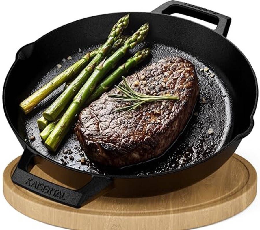 Gietijzeren pan 30 cm voor inductie gasgrill en grill Ideaal voor binnen en buiten