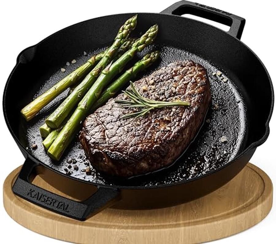 Gietijzeren pan 30 cm voor inductie gasgrill en grill Ideaal voor binnen en buiten