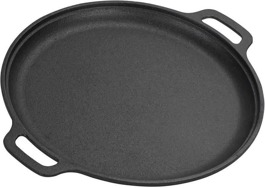 Gietijzeren Pan Bakplaat Koekenpan Brood Pizza Bakken Vooraf Gekruid 31 cm Zwart