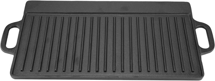 Gietijzeren Pan Bakplaat Plancha Buiten Koken Dubbelzijdig Gebruik 50.5 cm Zwart