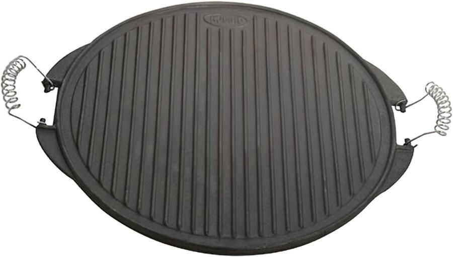Gietijzeren Pan Bakplaat Plancha Buiten Koken Plat en Geribbeld 52 cm Zwart