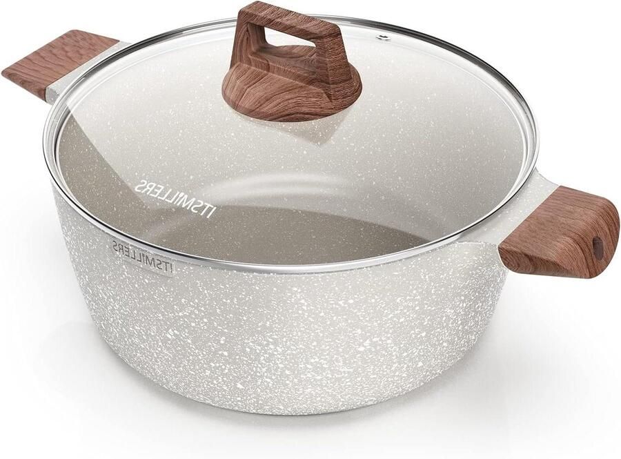 Gietijzeren Pan Braadpan Casserole Koken en Braden Gietijzeren Aluminium Body 6 Qt Zwart