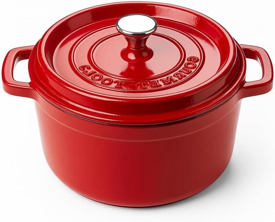 Gietijzeren Pan Braadpan Cocotte Traditioneel Koken Geglazuurde Keramische Coating 22 cm Rood