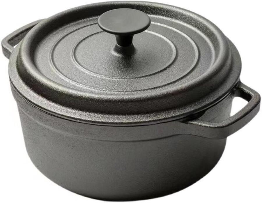 Gietijzeren Pan Braadpan Deksel Gelijkmatig Koken Ovenbestendig 250C 24 Cm Zwart