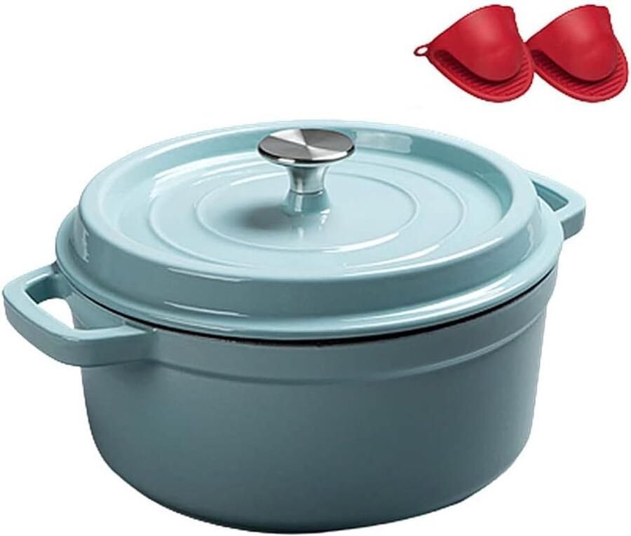 Gietijzeren pan Braadpan Emaille Langzaam Garen Gelijkmatige Warmte 38 Liter Blauw