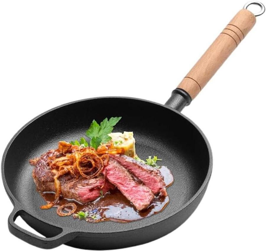 Gietijzeren Pan Braadpan Koekenpan Allround Koken Gelijkmatige Warmte 27 cm Zwart