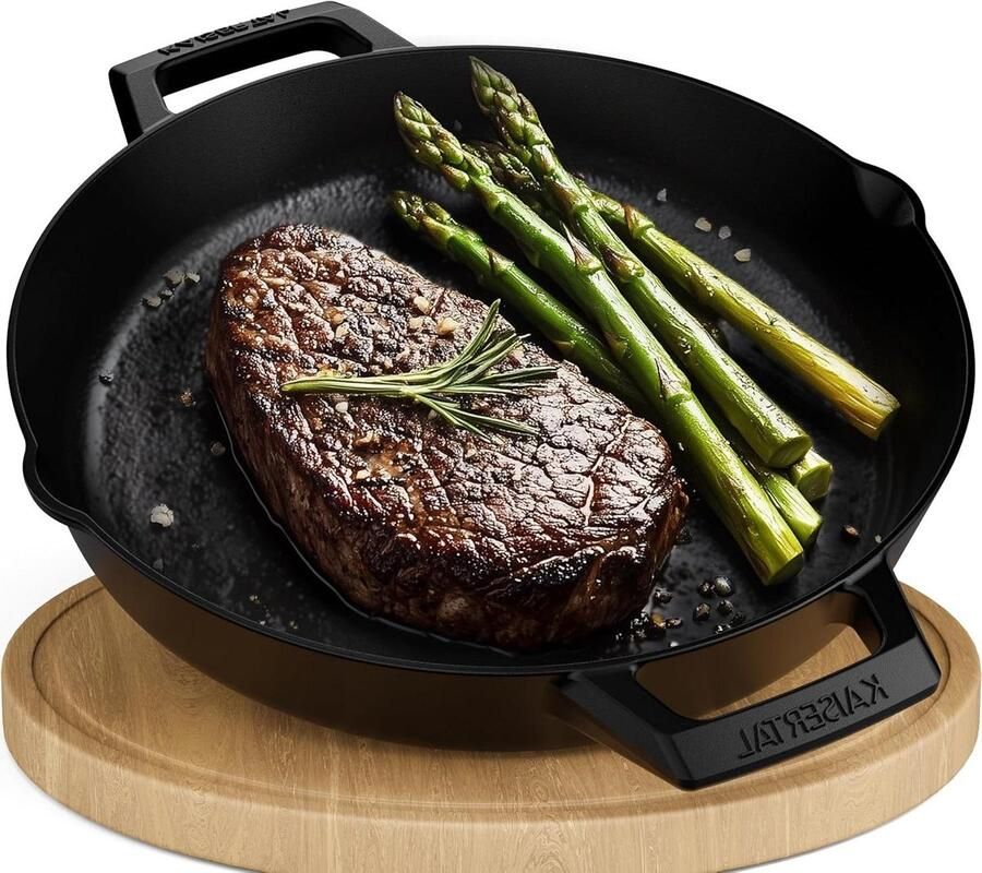 Gietijzeren Pan Braadpan Koekenpan Allround Koken Natuurlijke Anti-aanbaklaag 2.7 L Zwart