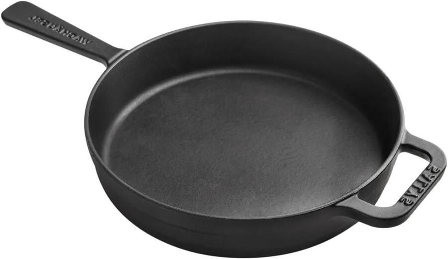 Gietijzeren Pan Braadpan Koekenpan Gelijkmatig Koken Uitstekende Warmtegeleiding 21 cm Braadoppervlak Zwart