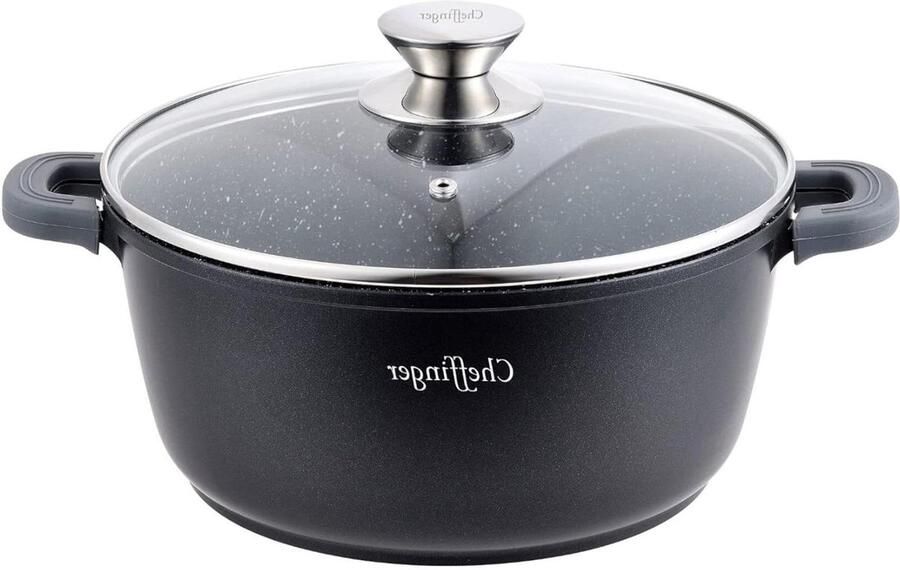 Gietijzeren Pan Braadpan Koekenpan Koken en Bakken Marmeren Anti-aanbaklaag Ø 24 cm Zwart
