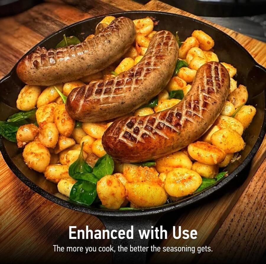 Gietijzeren pan Braadpan koekenpan Koken en braden Al ingebrand Ø 20 cm Zwart