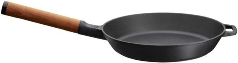 Gietijzeren pan Braadpan Koekenpan Koken en Braden Zelfnivellerend 26 cm Zwart
