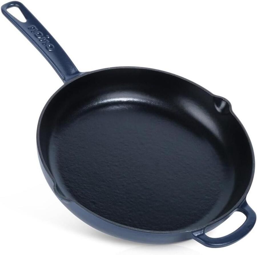 Gietijzeren Pan Braadpan Koekenpan Veelzijdig Koken Geëmailleerde Coating 28 cm Zwart