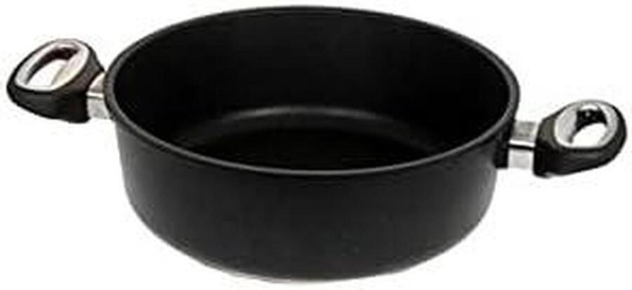 Gietijzeren pan Braadpan kookpan Langzaam garen Handgegoten aluminium Ø 26 cm Zwart
