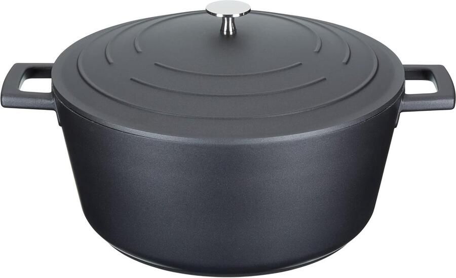 Gietijzeren Pan Braadpan Stoofpan Langzaam Garen Dubbele Anti-aanbaklaag 5 Liter Zwart