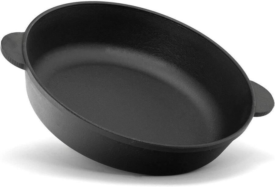Gietijzeren pan Braadpan stoofpan Veelzijdig koken Gelijkmatige warmteverdeling 30 cm Zwart