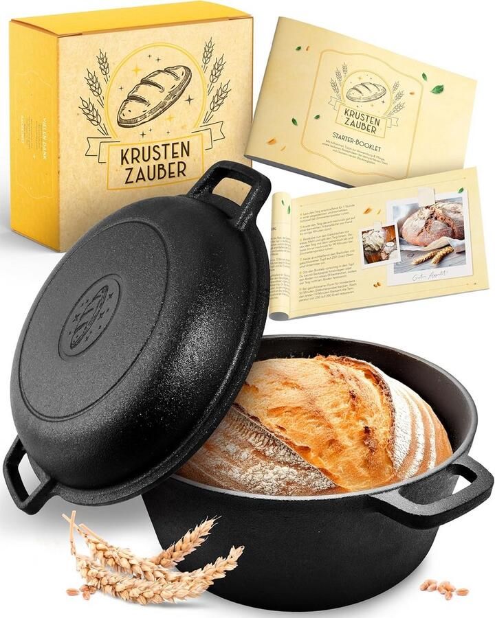 Gietijzeren pan Broodpot Brood bakken Optimaal warmtebehoud 26 cm Zwart