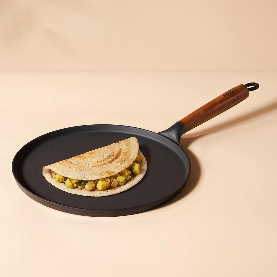Gietijzeren Pan Dosa Tawa Pannenkoeken Bakken Lichtgewicht Innovatie 30 cm Zwart