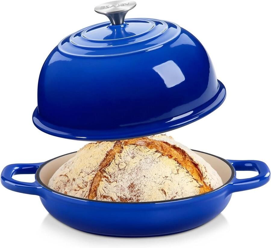 Gietijzeren Pan Dutch Oven Broodpan Zuurdesembrood Bakken Hoge Temperatuur Bestendig 24 cm Blauw